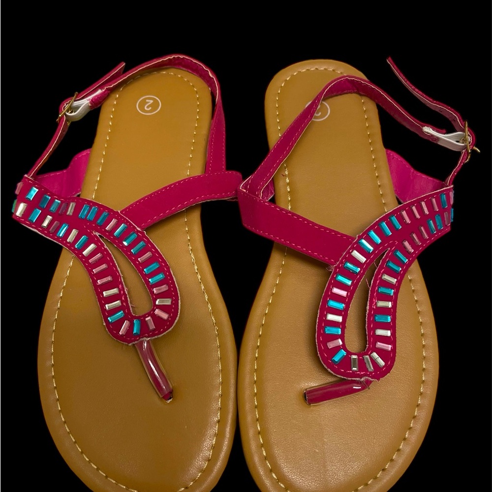 SALE - Girls Hot Pink Embellished Sandals